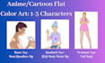 draw a character in an anime style with flat color