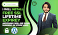 install free SSL certificate, http to https with lifetime expirey