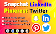 setup snapchat tracking linkedin reddit,twitter taboola,pinterest ads tracking
