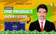 create one product shopify dropshipping store and install plugin
