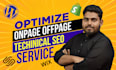 optimize onpage offpage technical SEO service shopify wordpress squarespace wix