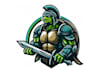 make a high quality turtle warrior sword mascot logo with new concept