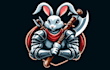 design an awesome rabbit warrior mascot logo  with express delivery