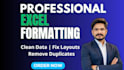 do professional excel data formatting, cleaning, and organization