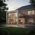create a 3d house extension and renovation render with existing property