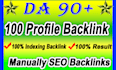 manually create 100 high quality SEO link building profile backlinks