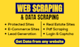 use web crawler, data scraper, and parser to scrape website data