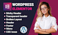 fix wordpress broken layout elementor sticky header footer menu or CSS issue