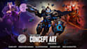 create cinematic game key art, splash character illustration
