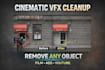 cinematic vfx cleanup, object removal, and wire removal