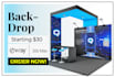 design a trade show booth backdrop and pop up banner for your exhibition