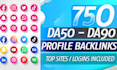 create 750 google index SEO social media profile backlinks