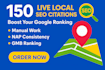 do 150 live local SEO citations to boost your google ranking