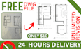 create autocad floor plan and architectural house plan