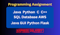 do java python cpp c sharp sql database aws assignments