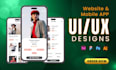do UI UX design for mobile app UI, website UI using figma, adobe xd