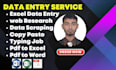 do fastest data entry web research and pdf to excel