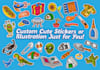 design cute stickers vector art, simple icons, illustrations