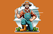 design creative farmer mascot logo with express delivery