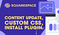update, plugins, design and CSS changes to squarespace