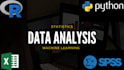 do data analysis, visualization, cleaning and statistics using python, spss, r