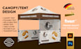 design trade show booth, banner, backdrop, canopy tent