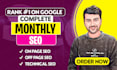 provide complete monthly SEO package for google ranking