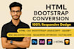 convert figma to html, xd to html, psd to html bootstrap responsive