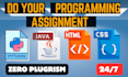 do your coding assignment and projects in java, html, css and python programming