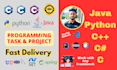 do computer science java python c cpp and c sharp programming task and project
