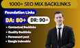 build mix backlinks with a da 50 to 100 for off page SEO