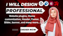 setup website plugin, theme customization, header, slider, or banner