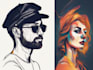 create a face into color vector art portrait