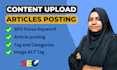 manually upload and SEO optimize articles and blog posts