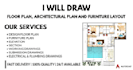 draw 2d floor plan, furniture layout, section, and elevation