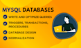 do database design, normalization, mysql queries, and optimization
