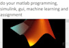 do your matlab programming, simulink, gui, machine learning and assignment