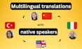 translate from and to english, turkish, chinese and italian
