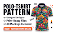 design seamless print patterns for golf polo t shirts and 3d mockups