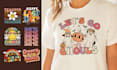 design retro groovy 70s typography t shirt and font logo