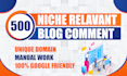 provide 500 niche blog comment backlinks