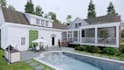 do exterior rendering, pool, porch by sketchup enscape