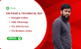 fix on page and technical seo, xml sitemap, google index, 404 error