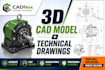 create 3d cad models and technical drawings