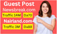 write and publish article on newsbreak, premium guest post