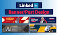 design professional linkedin banner, post, cover, and header