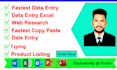 do fastest excel data entry, copy paste,PDF to excel,web re