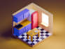 model and animate isometric room in blender