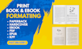 do professional book formatting for KDP, ingramspark, lulu ebook layout design