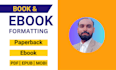 expert book formatter and editor for kdp, kindle, ingram, printing in indesign